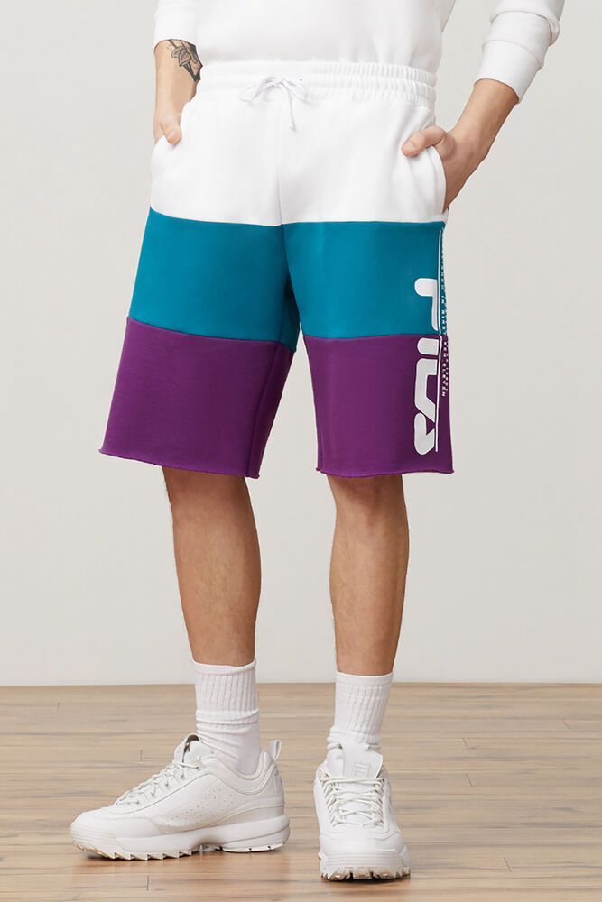 Fila Shorts Herre Hvide/Lilla Stu TIL-690384